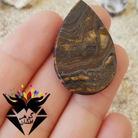 تصویر نگین چشم ببر اصل تراش اشکی کد N3163 