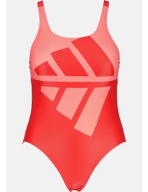 تصویر لباس شنا زنانه با لوگوی برند، با پد سبک، قرمز برند Adidas Women Brand Logo Lightly Padded Swimwear, Red