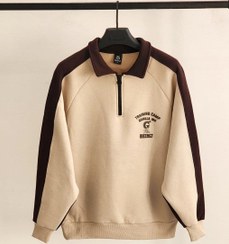 تصویر دورس یقه دار آستین رگلان کرم کد 2529 