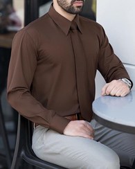 تصویر پیراهن آستین بلند مردانه دوشین ضد چروک رنگ نوک مدادی 
