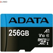 تصویر رم میکرو 256 گیگ ای دیتا ADATA Premier U1 C10 V10 100MB/s + خشاب ADATA Premier U1 C10 V10 100MB/s Memory Card With Adapter