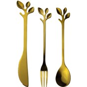 تصویر ست قاشق چنگال و کارد ۱۸ پارچه طرح برگ استیل 