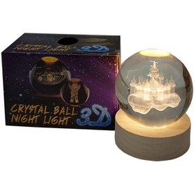 تصویر چراغ خواب گوی شیشه ای ۳D طرح قصر 