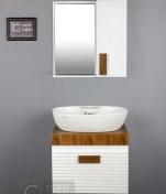 تصویر روشویی کابینتی و آینه باکس طرح بامبو بیضی 