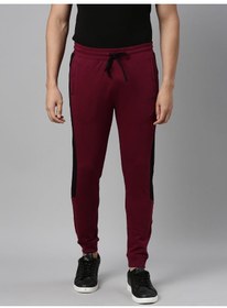 تصویر شلوار جین کشباف مردانه بارگندی با فیت باریک و طراحی ساده برند the indian garage co Burgundy Men Slim Fit Casual Solid Regular Knitted Jogger