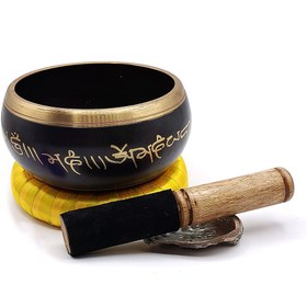 تصویر کاسه تبتی مشکی طلایی 12cm 