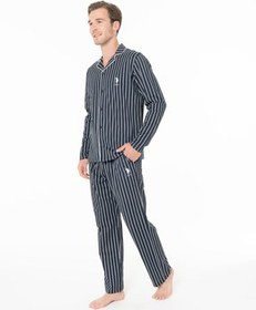 تصویر ست پیژامه مردانه لباس پیراهن آبی رنگ خانه 100 ٪ پنبه دریایی OC U.S. Polo Assn. 