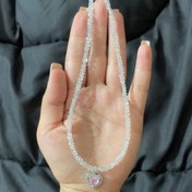 تصویر گردنبند کریستال شکسته با پلاک قلب سواروسکی 