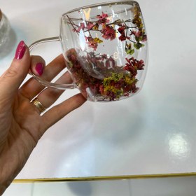 تصویر ماگ دو جداره گلدار 