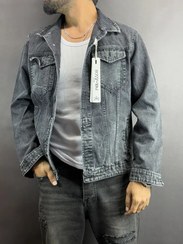 تصویر کت جین مردانه باکسی | ذغالی | 105 