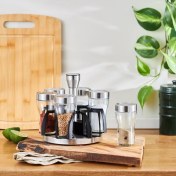 تصویر جا ادويه اي پايه شيشه اي گرد خاكستري 6 تايي DANICA كاراجا 0702 