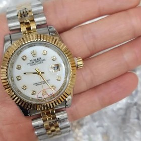 تصویر ساعت رولکس استیل طلایی نقره ای رنگ ثابت صفحه سفید - مردانه صفحه بزرگ / بدون نگین Rolex