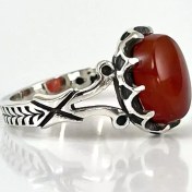 تصویر انگشتر نقره مردانه با سنگ عقیق سرخ 