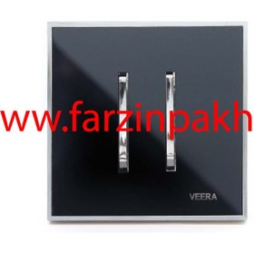 تصویر کلید و پریز ویرا مدل شهاب استیل مشکی Veera Switch And Sockets Shahab Steel Black