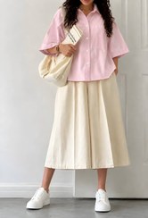 تصویر ست شومیز و دامن شلواری زنانه لینن مدل پاستیل - ست Pastel Women's Shirt and Culotte Set