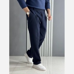 تصویر شلوار مردانه نیم بگ مازراتی گرم بالا - رنگ سرمه ای پارچه مازراتی دوبل پشت کمر کش