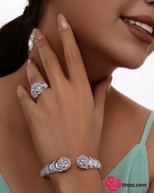 تصویر ست دستبند و انگشتر نقره زنانه آرامش 