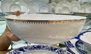 تصویر کاسه سالاد پیاله بزرگ مدل سپیدار طلایی چینی زرین سری ایتالیااف 26 سانت 