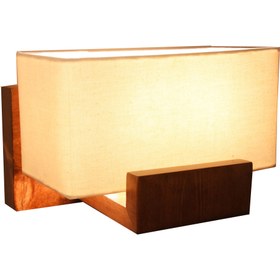 تصویر چراغ دیواری چوبی دو شعله مسینا S2 wall lamp sS2