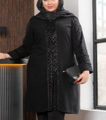 تصویر کرپ لمه بلند مغزی دوزی مشکی 