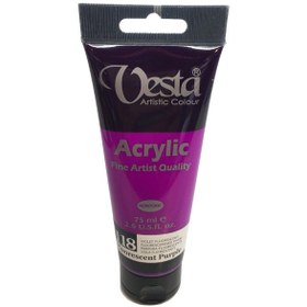 تصویر رنگ اکریلیک تکی وستا Fluorescent Purple 118 حجم 75 میلی لیتر 
