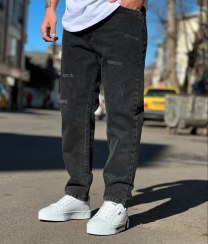 تصویر شلوار مام فیت مردانه سایز ۳۶ رنگ ذغالی 