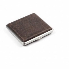 تصویر جعبه سیگار چرم گاوی فلس دار قهوه‌ای کد10423 