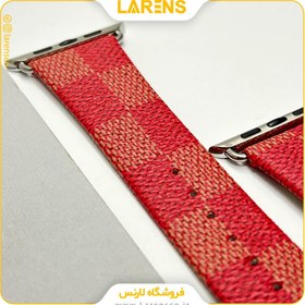 تصویر لارنس | قیمت و خرید بند Leather سری LV-Damier اپل واچ 38/40/41mm رنگ Red 