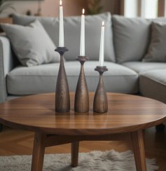 تصویر جاشمعی چوبی مینیمال 