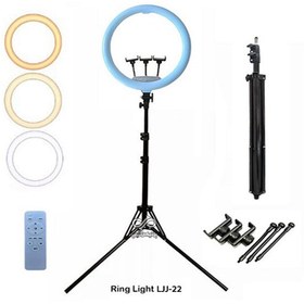 تصویر رینگ لایت پایه دار 22 اینچ مدل LJJ-22 LJJ-22 Live Stream Holder Ring Light with base