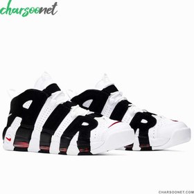 تصویر کتونی اسپرت نایک ایر آپتمپو سفید مشکی Nike Air More Uptempo 