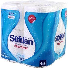 تصویر دستمال حوله ای کاغذی سافتلن (Softlan) مدل Blue بسته 4 عددی دستمال کاغذی