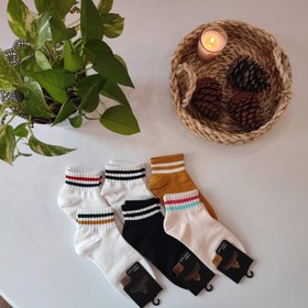 تصویر جوراب مچی دو خط رنگی Classic cotton socks