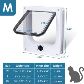 تصویر درب تردد گربه و سگ مخصوص نصب روی شیشه Glass mounting Pet Door with 4Way Locking