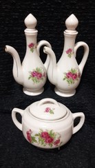 تصویر ست گلابپاش و قندان گلسرخی ژاپن 