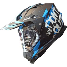 تصویر کلاه کاسکت راپیدو مدل KeepCalm 632 اندرویی طلق‌دار مشکی آبی 