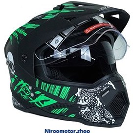 تصویر کلاه کاسکت اندروییDA1مدل 202 رنگ مشکی سبز اسکلت 