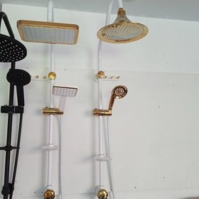 تصویر ست شیرآلات قهرمان مدل ۶ عددی سفید طلایی 