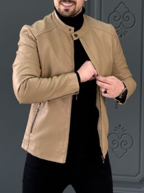 تصویر کت چرم 6501 خاکی 