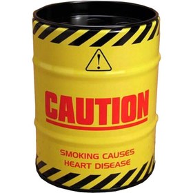 تصویر زیر سیگاری طرح بشکه مدل Caution 