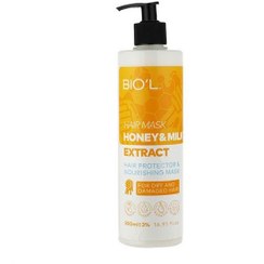 تصویر ماسک مو بیول شیر و عسل آبرسان مناسب موی آسیب دیده Biol Nourishing Hair Mask With Milk And Honey Extract  500ml