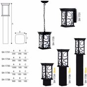 تصویر چراغ چمنی مدرن کلاسیک فلورال کد1736-9وات69سانت شعاع 