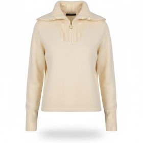تصویر پلیور نیم زیپ کرم زنانه چیبو 