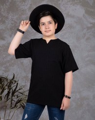 تصویر تیشرت محرمی یقه کوبایی پسرانه نوجوان Muharram t-shirt with Cuban collar for teenage boys