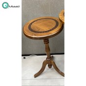 تصویر میز گرد چوبی کیهان کوچک مدل 1780، میز خاطره چوبی و پایه بلند زیبا، متریال چوب روس و صفحه تماما چوب، وزن پایین و امکان حمل راحت میز 