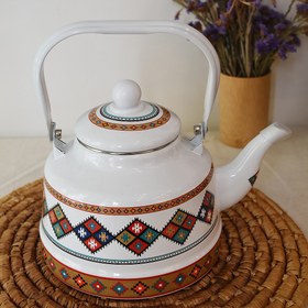 تصویر کتری لعابی طرحدار - قرمز Enamel Kettle