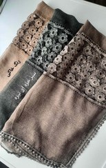 تصویر شال مجلسی گیپور سبز خزه ای تیره 