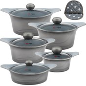 تصویر سرویس قابلمه ۱۲ پارچه ام جی اس مدل کره ای C از آلومینیوم 