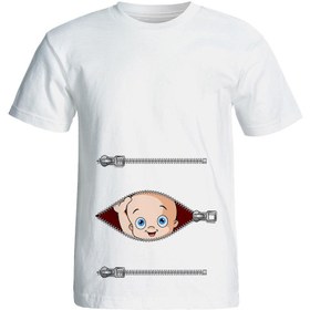 تصویر تی شرت آستین کوتاه بارداری طرح زیپ کد 3950 