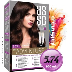 تصویر کیت رنگ موی بدون آمونیاک آسه ASSE دارچینی شماره 5.74 حجم 50+50 میل 